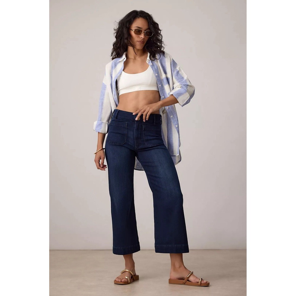 Anthropologie Maeve The Colette Pants Sz 24P Cropped Wide-Leg Knit Edition $118